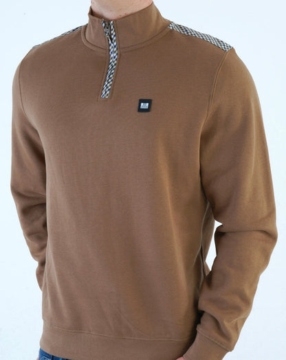 Weekend Offender Miyako Pullover mit 1/4-Reißverschluss, Karamell