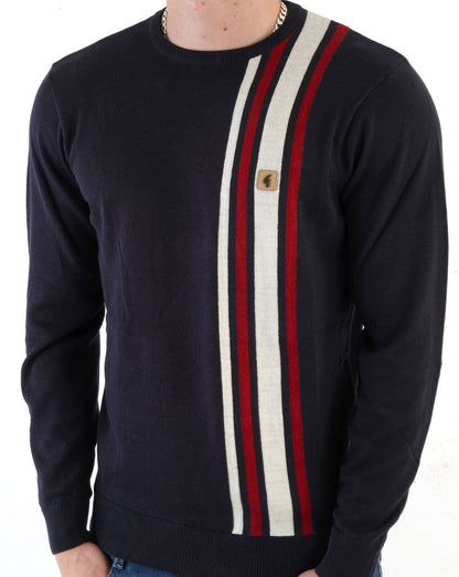 Gabicci Vintage Gestreifter Strickpullover Marineblau
