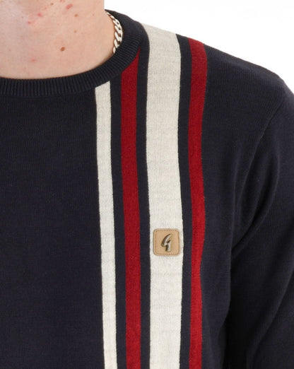Gabicci Vintage Gestreifter Strickpullover Marineblau