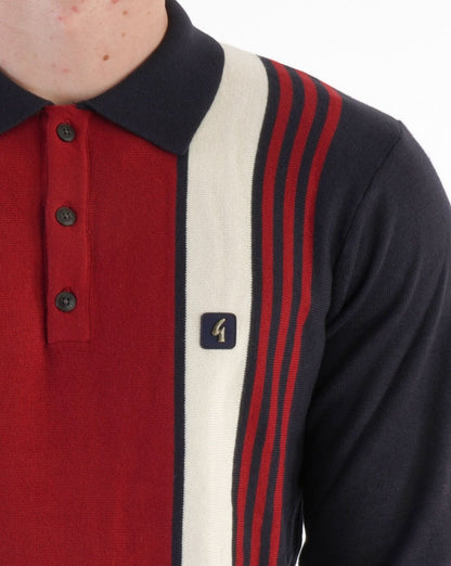 Gabicci Vintage Searle LS Strick-Poloshirt Marineblau