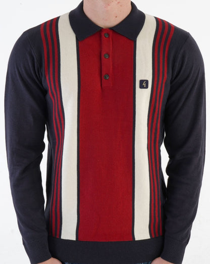Gabicci Vintage Searle LS Strick-Poloshirt Marineblau