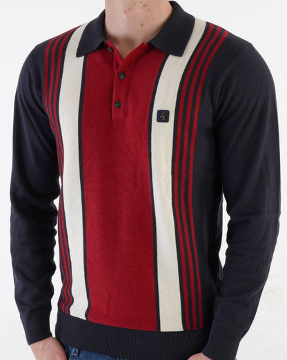 Gabicci Vintage Searle LS Strick-Poloshirt Marineblau
