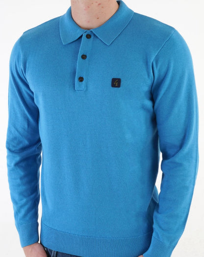 Gabicci Vintage Francesco LS Gestricktes Poloshirt Blau
