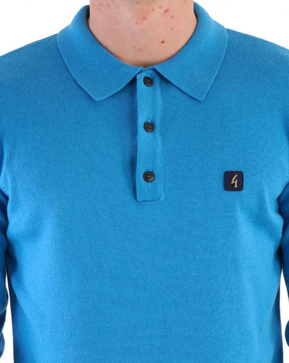 Gabicci Vintage Francesco LS Gestricktes Poloshirt Blau