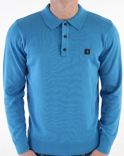 Gabicci Vintage Francesco LS Gestricktes Poloshirt Blau