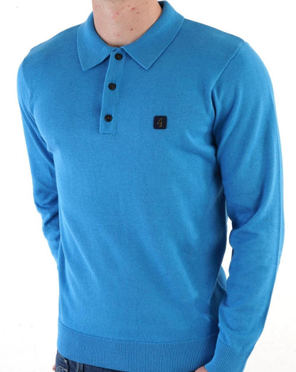 Gabicci Vintage Francesco LS Gestricktes Poloshirt Blau