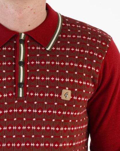 Gabicci Vintage Ernest Langarm-Strickpolo Dunkelrot