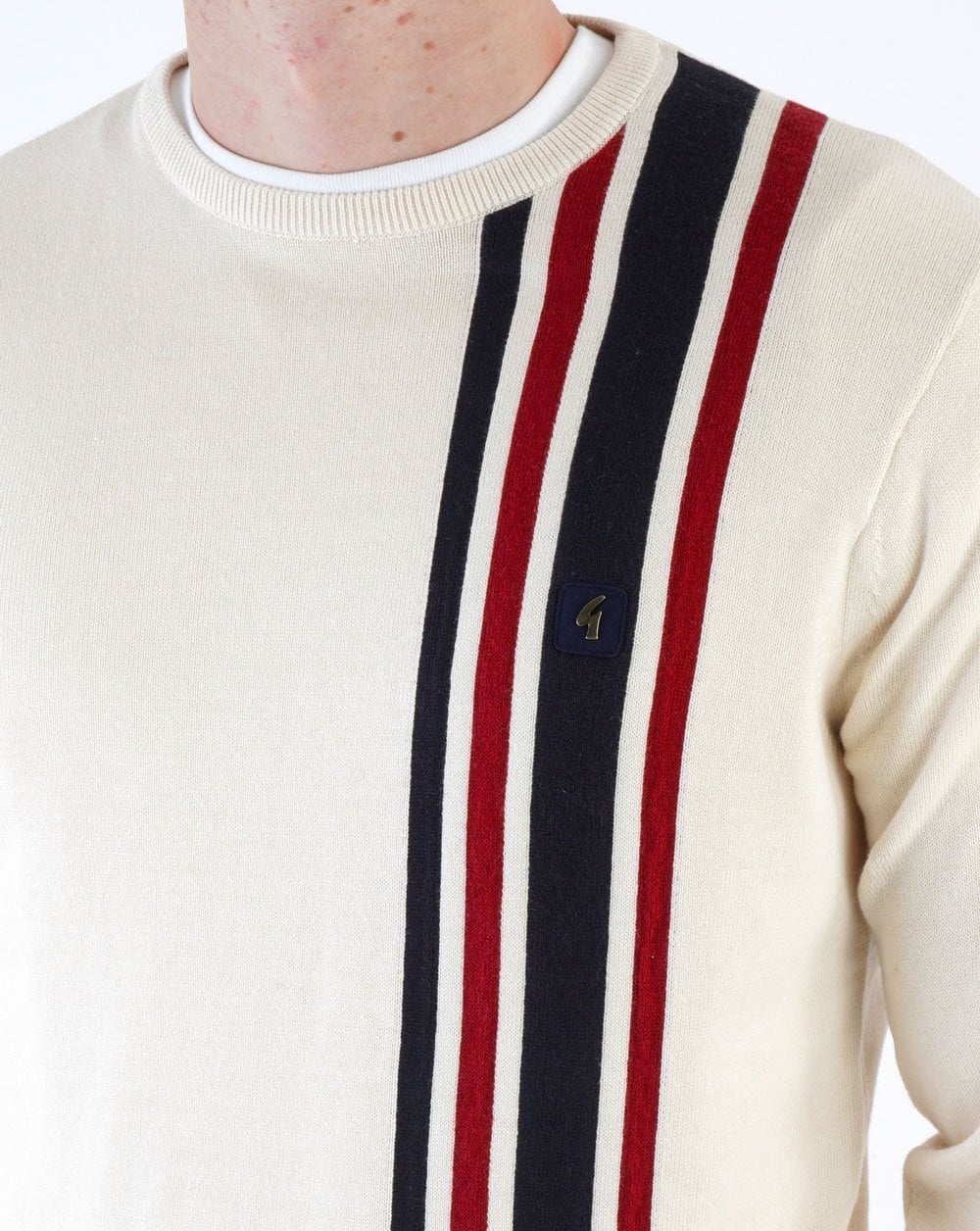 Gabicci Vintage Gestreifter Strickpullover Creme