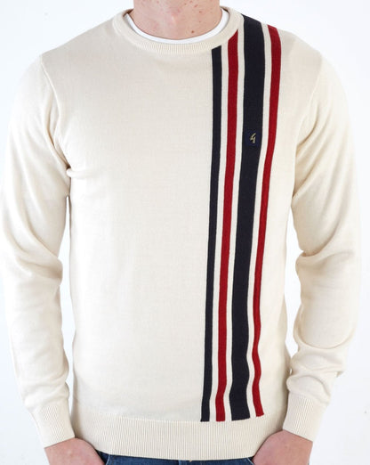 Gabicci Vintage Gestreifter Strickpullover Creme