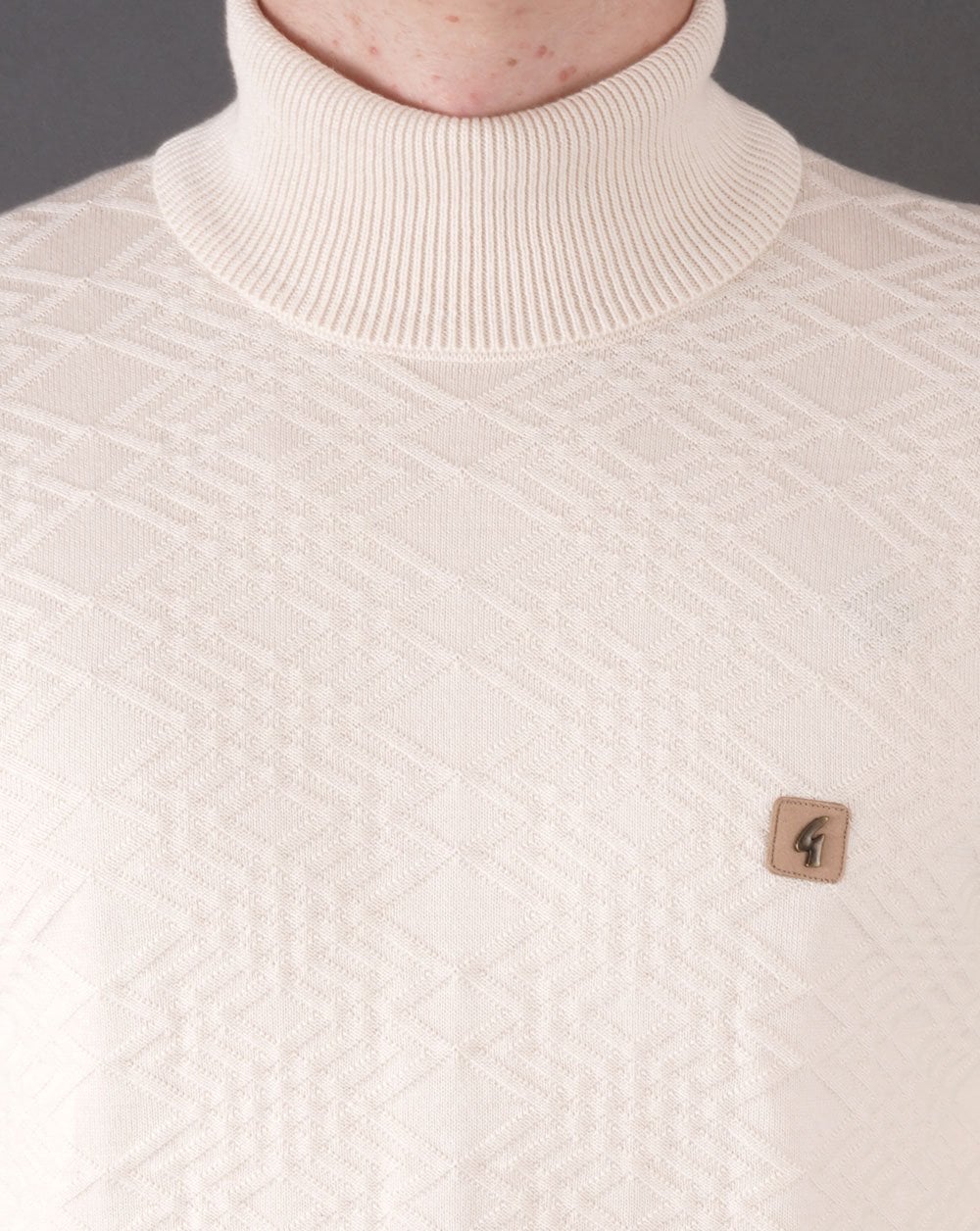 Gabicci Vintage Leonardo Knitted Roll Neck Cream