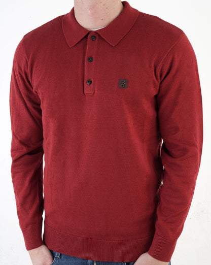 Gabicci Vintage Francesco LS Strickpolo Dunkelrot