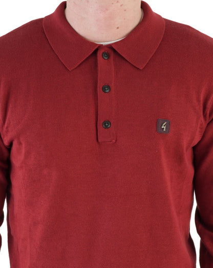 Gabicci Vintage Francesco LS Strickpolo Dunkelrot