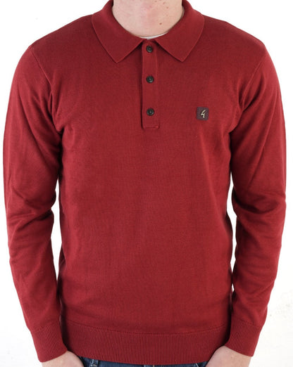 Gabicci Vintage Francesco LS Strickpolo Dunkelrot