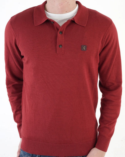 Gabicci Vintage Francesco LS Strickpolo Dunkelrot