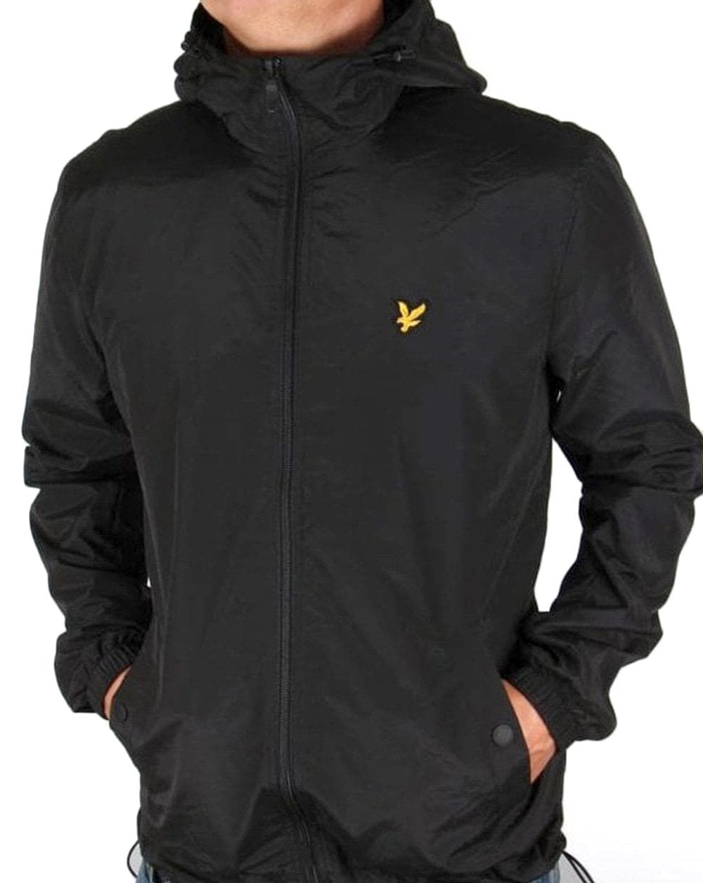 Lyle And Scott – Schwarze Kapuzenjacke mit durchgehendem Reißverschluss