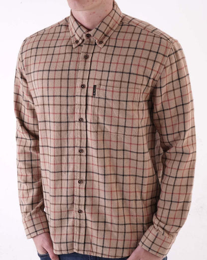 Ben Sherman – Tattersall-Karohemd aus recycelter Baumwolle in Rehbraun