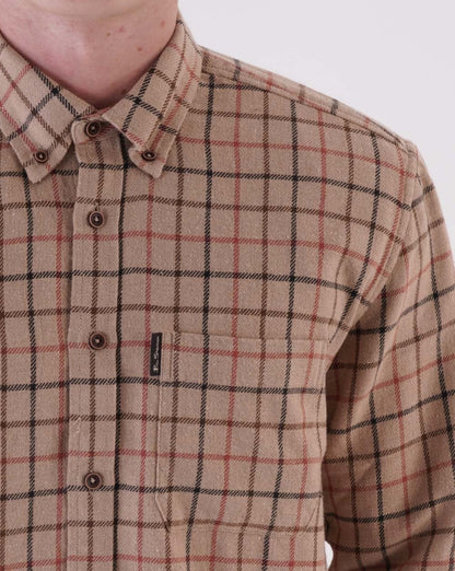 Ben Sherman – Tattersall-Karohemd aus recycelter Baumwolle in Rehbraun