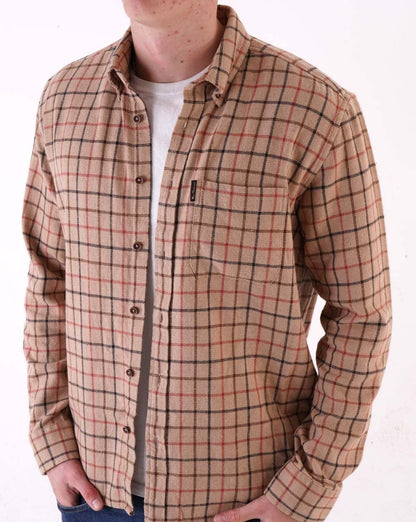 Ben Sherman – Tattersall-Karohemd aus recycelter Baumwolle in Rehbraun