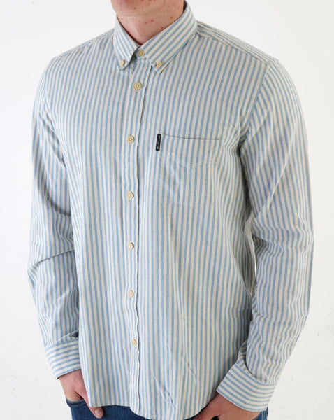 Ben Sherman Recycled Cotton Oxford Stripe Shirt Pale Blue