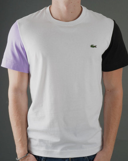 Lacoste Kontrast-T-Shirt Weiß/Lila/Schwarz