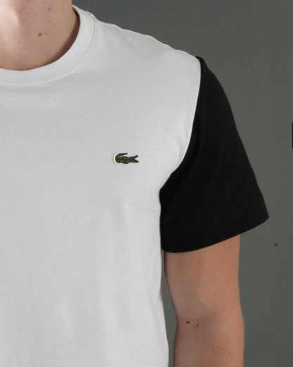 Lacoste Kontrast-T-Shirt Weiß/Lila/Schwarz