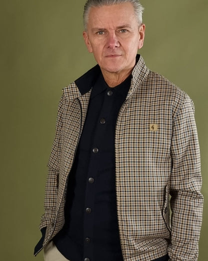 Gabicci Vintage Hadrian Karierte Harrington-Jacke Beige
