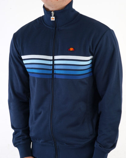Ellesse – Trainingsoberteil mit verblassten, mehrfarbigen Streifen in Marineblau