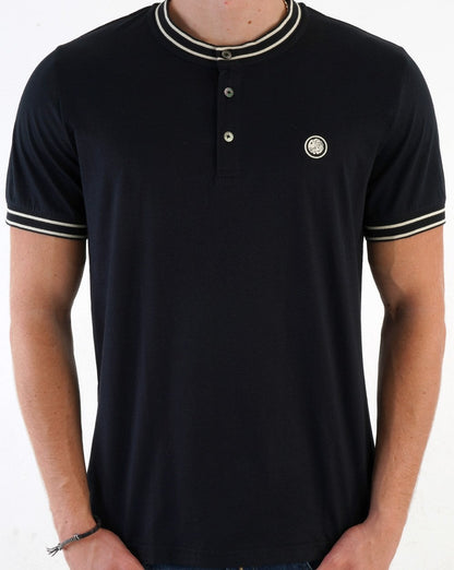 Pretty Green Beta Henley T-Shirt Schwarz