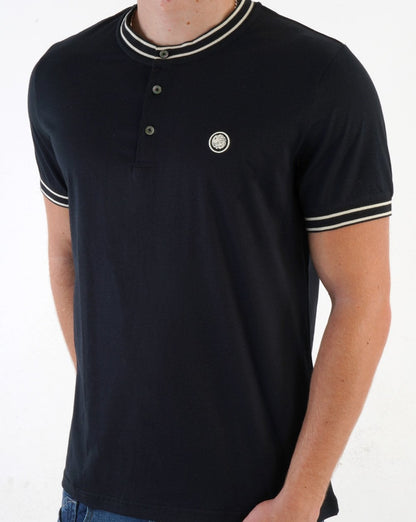Pretty Green Beta Henley T-Shirt Schwarz