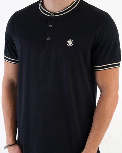 Pretty Green Beta Henley T-Shirt Schwarz