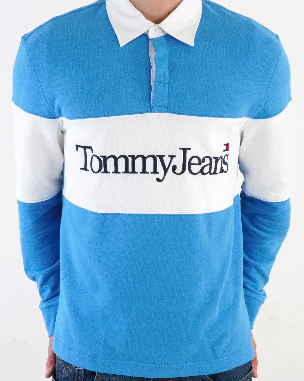 Tommy Jeans Rugby-Shirt in Blau mit Farbblockdesign