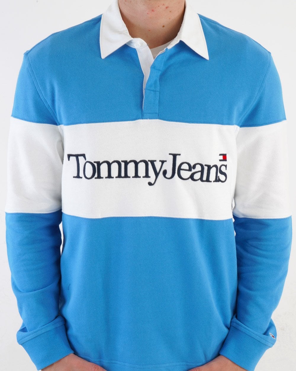 Tommy Jeans Colour Block Rugby Shirt Blue