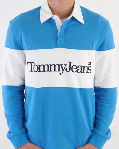 Tommy Jeans Rugby-Shirt in Blau mit Farbblockdesign