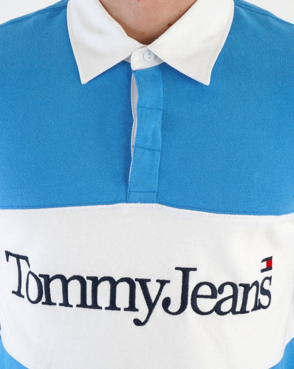 Tommy Jeans Rugby-Shirt in Blau mit Farbblockdesign