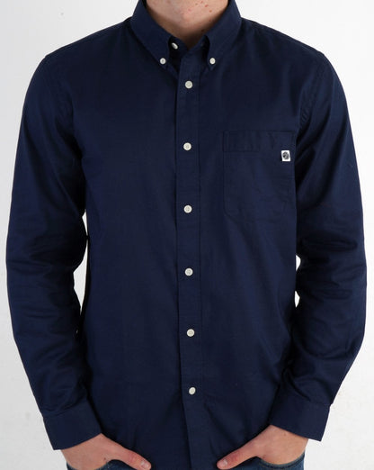Pretty Green Oxford Langarmhemd Marineblau