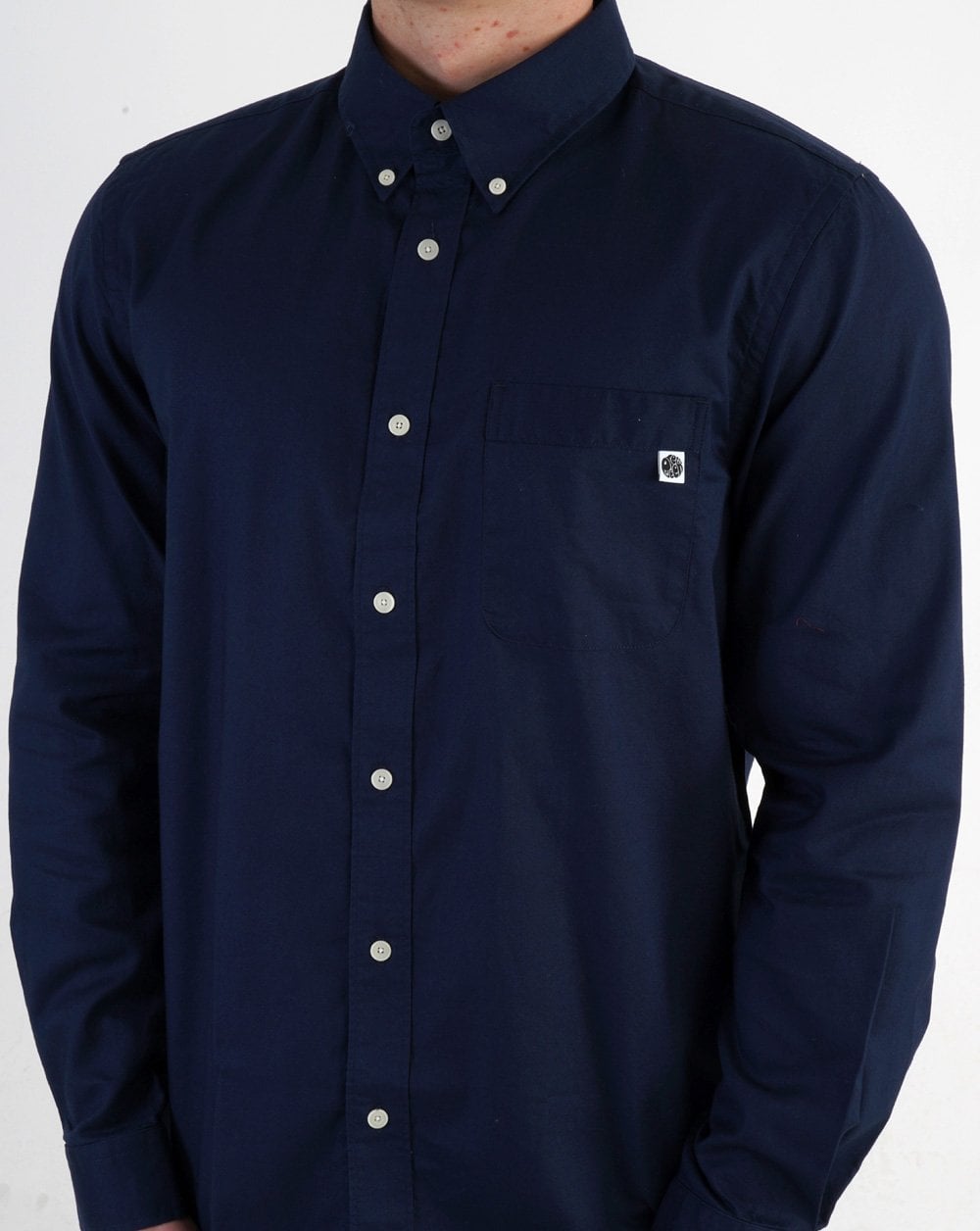 Pretty Green Oxford Langarmhemd Marineblau