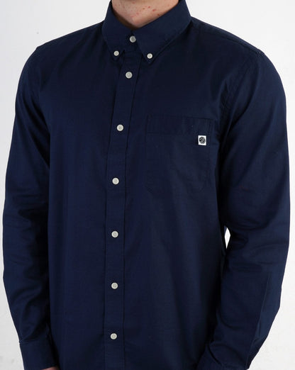 Pretty Green Oxford Langarmhemd Marineblau