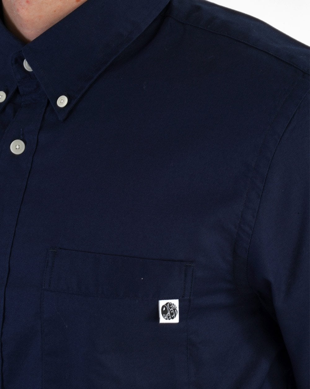 Pretty Green Oxford Langarmhemd Marineblau