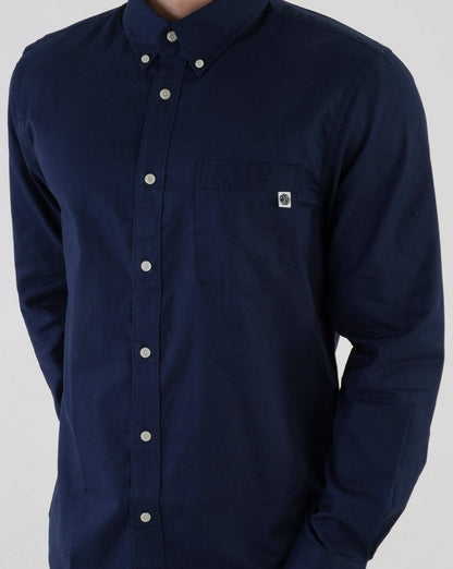 Pretty Green Oxford Langarmhemd Marineblau