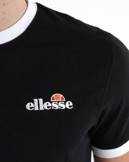 Ellesse – Ringer-T-Shirt in Schwarz