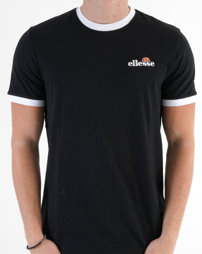 Ellesse – Ringer-T-Shirt in Schwarz