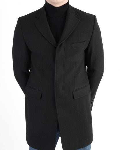 Trojan Crombie Style Wollmix-Mantel Schwarz