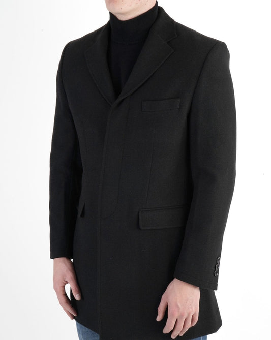 Trojan Trojan Crombie Style Wollmix-Mantel Schwarz
