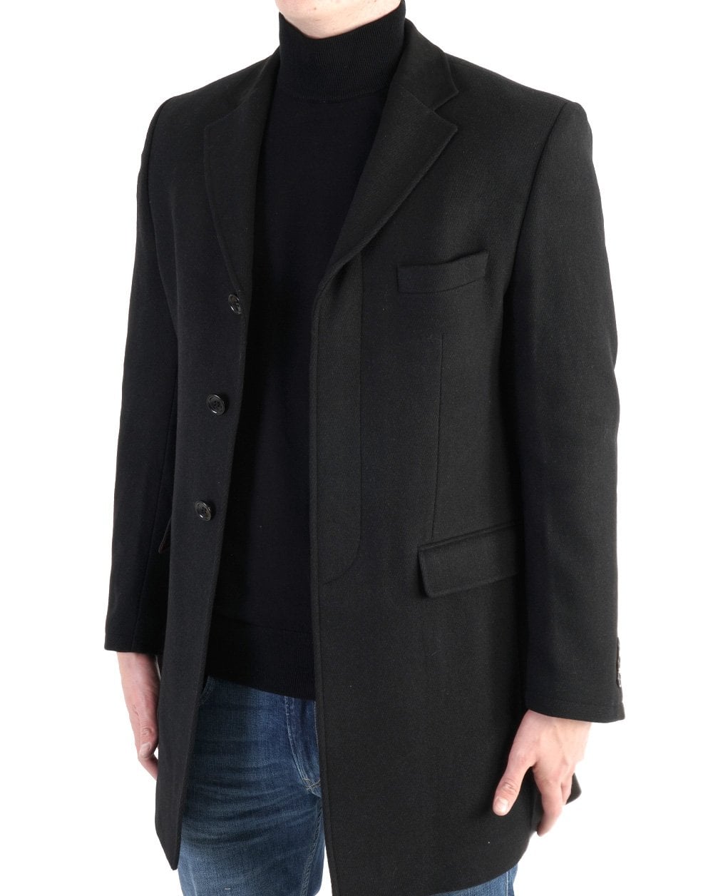 Trojan Crombie Style Wollmix-Mantel Schwarz