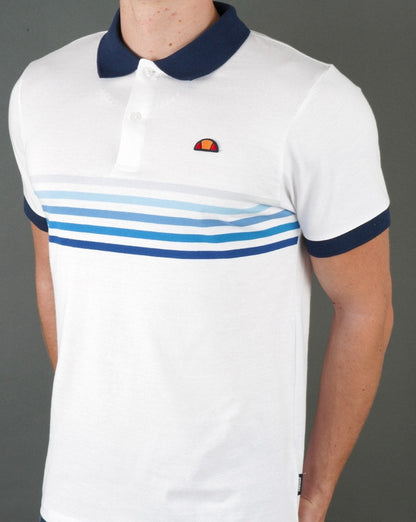 Ellesse – Faded Multi Stripe Poloshirt Weiß/Blau