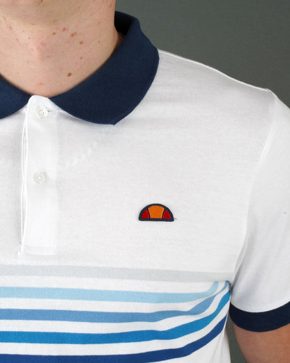 Ellesse – Faded Multi Stripe Poloshirt Weiß/Blau