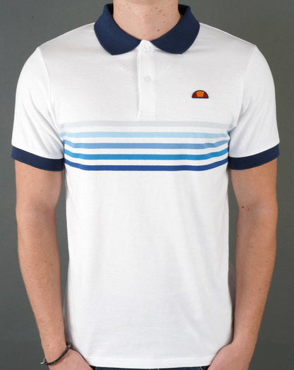 Ellesse – Faded Multi Stripe Poloshirt Weiß/Blau