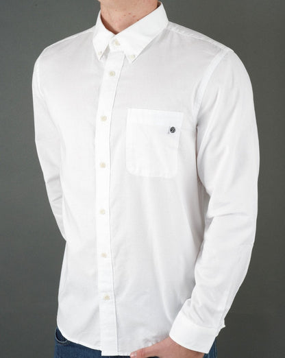 Pretty Green Oxford Langarmhemd Weiß