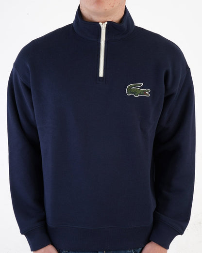 Lacoste – Sweatshirt mit 1/4-Reißverschluss, Marineblau