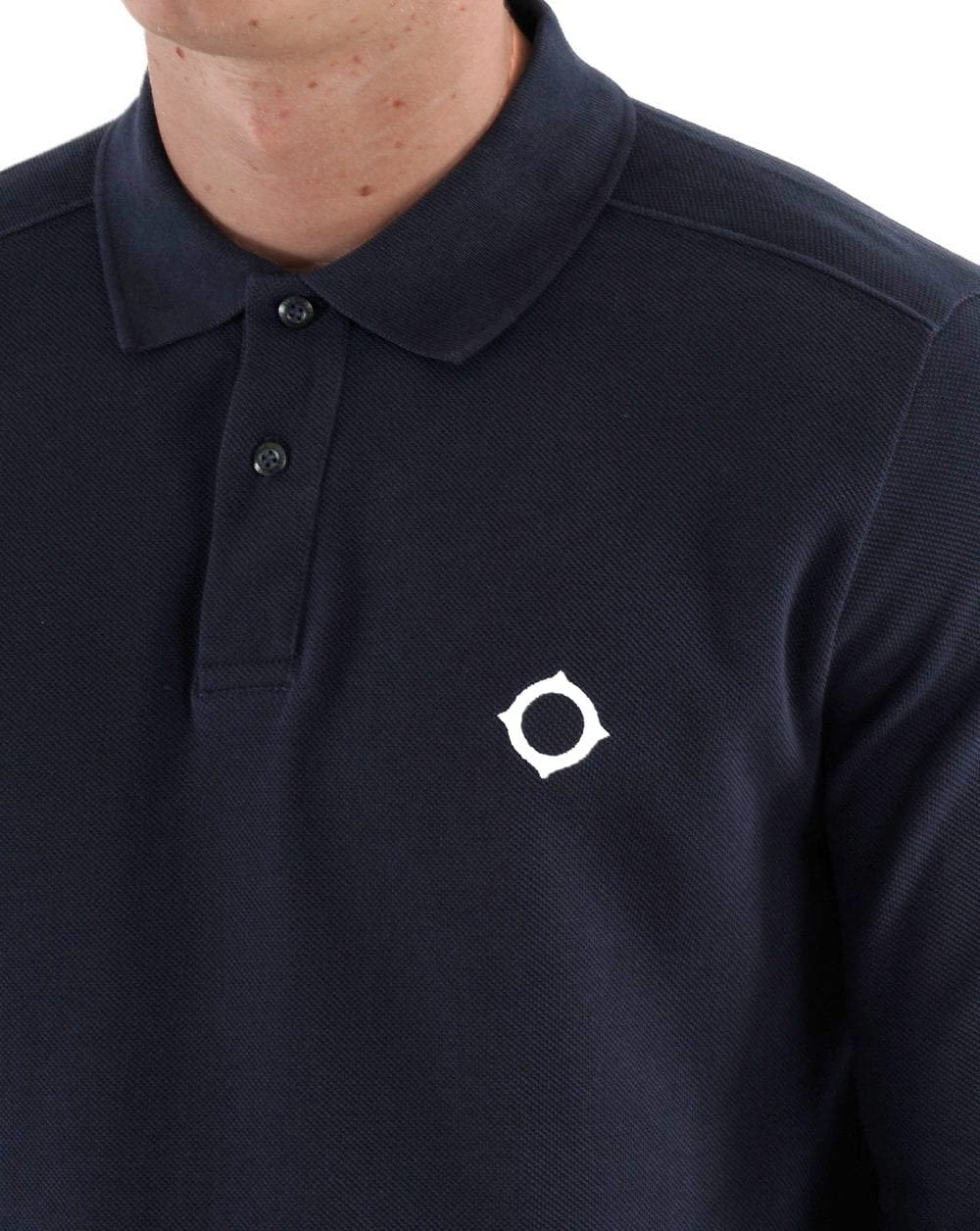 MA. STRUM Langarm-Piqué-Poloshirt, Marineblau